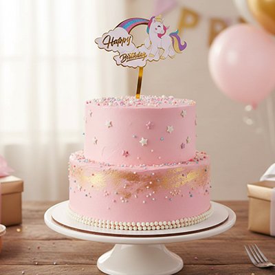 Deux étages gâteaux avec Décoration gateau anniversaire en cheval