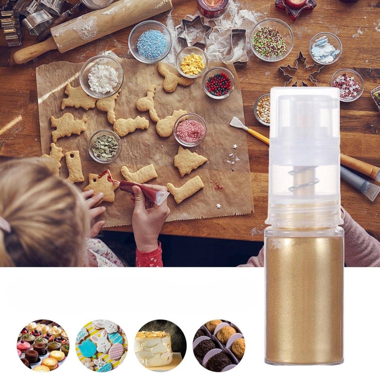 Paillettes alimentaires - ÉclatGourmet™ - Or - Pâtisserie appétissante