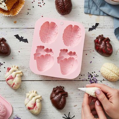   Création  chocolats coeur, cerveau avec Moules en silicone 