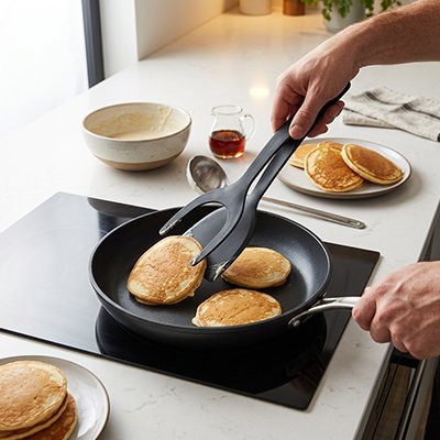  Crêpe tournée avec Spatule Cuisine noire