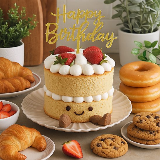 Decoration gateau anniversaire avec acrylique or
