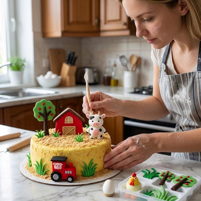 Décoration gateau anniversaire avec animaux de ferme