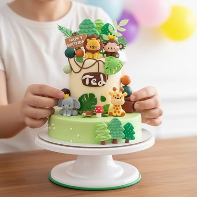 Décoration gateau anniversaire  avec différents animaux