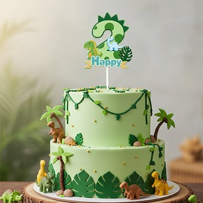 Décoration gateau anniversaire avec dinasaure 2 ans  