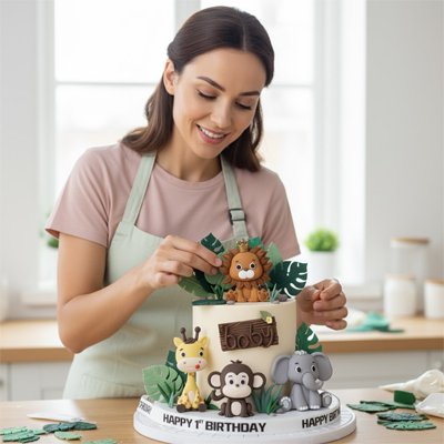 Décoration gateau anniversaire  avec motif singe 
