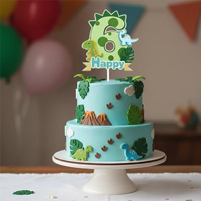 Décoration gateau anniversaire dinosaure 6 ans 