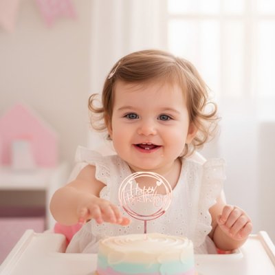  Décoration gateau anniversaire  en argent pour petite fille
