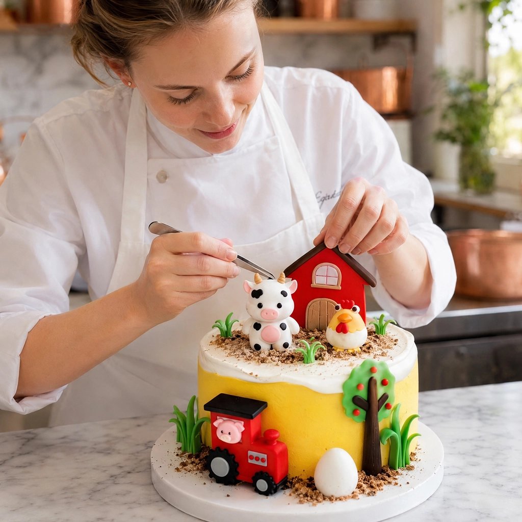 Décoration gateau anniversaire  Femme décore gâteau