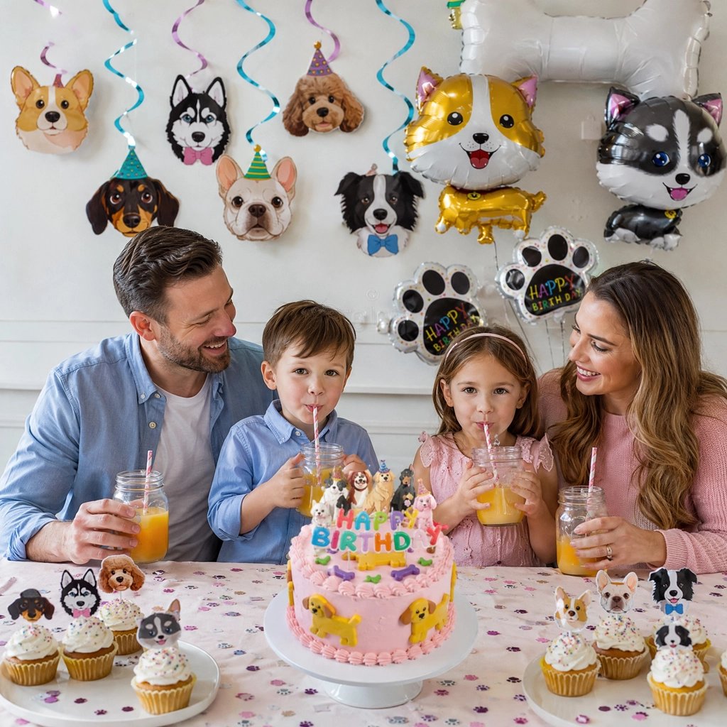 Décoration gateau anniversaire. Parents et enfants font la fête