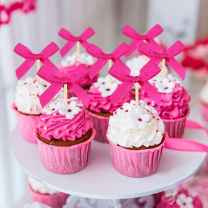 Decoration gateau anniversaire ruban satiné Rose foncé