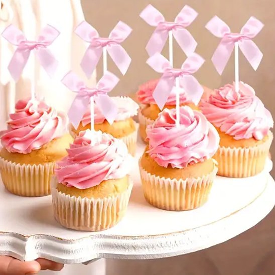 Decoration gateau anniversaire  ruban satiné Rose 