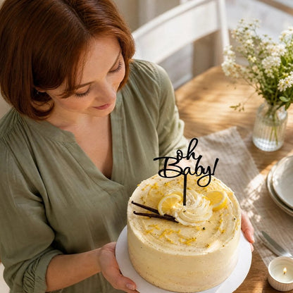 Décoration gateau avec acrylique oh baby noir