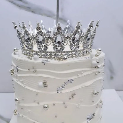 decoration gateau  avec couronne cristale argent