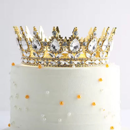 decoration gateau  avec couronne  cristale or