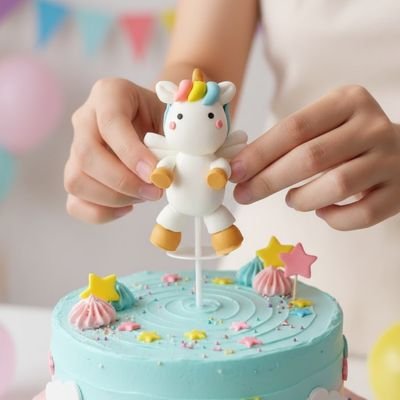 Décoration gateau  avec licorne aiiée