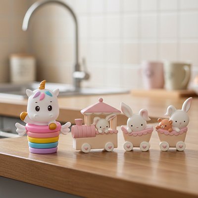 Décoration gateau  avec train d'animaux 