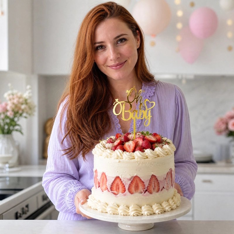 Décoration gateau Maman tient gâteau avec figurine Oh baby