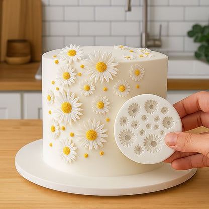 Décoration gâteau motif foral fait avec Moules en silicone​ 