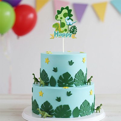  Deux étatages gâteaux avec Décoration gateau anniversaire dinosaure 