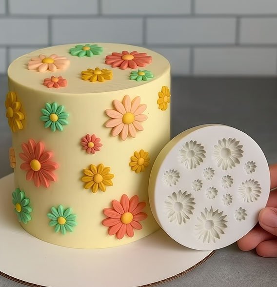 Différentes tailles fleurs autour gâteau fait Moules en silicone​ 