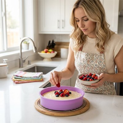 Différents fruits sur pâte gâteau dans Moule a manqué 