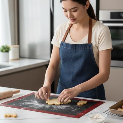  Façonnage de différentes sortes biscuits surTapis de cuisson