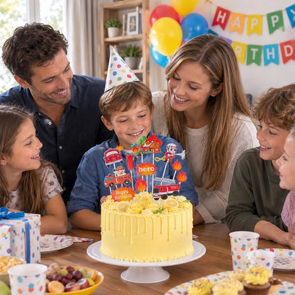 Famille réunie devant Décoration gateau anniversaire
