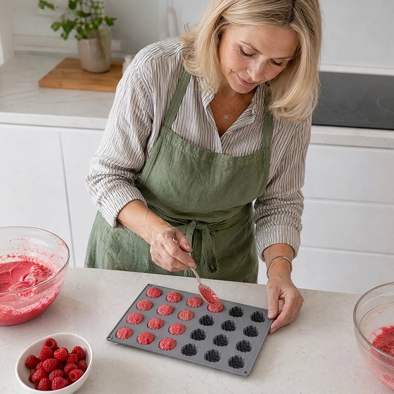Femme remplie Moule silicone avec pâte aux fruits