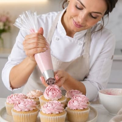  fleur modèle 1 décorée avec Douille patisserie