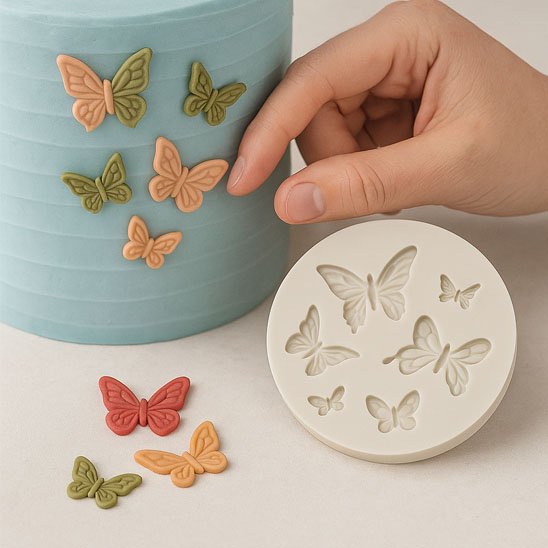 Gâteau avec motifs papillons fait avec Moules en silicone​ 