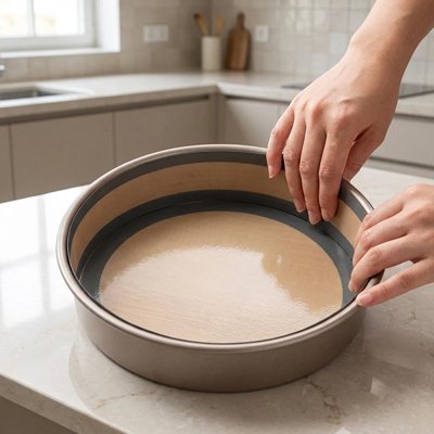 Mise de Tapis de cuisson dans moule rond