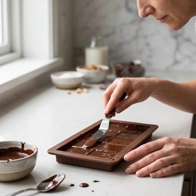   Moule tablette chocolat   Lissage uniforme de préparation chocolatée