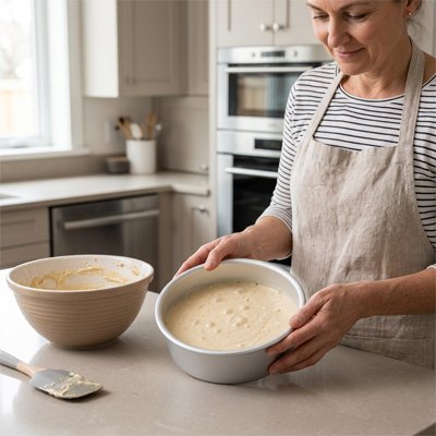 Pâte gâteau dans Moule a manqué 8 pouces