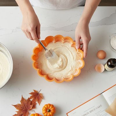  Préparatif de pâte à gâteau dans le Moule à gâteau silicone 