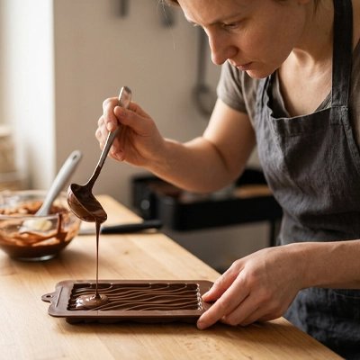  Préparation crème dans Moule tablette chocolat
