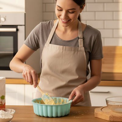 Préparation de pâte de gâteau dans le Moule à gâteau silicone 