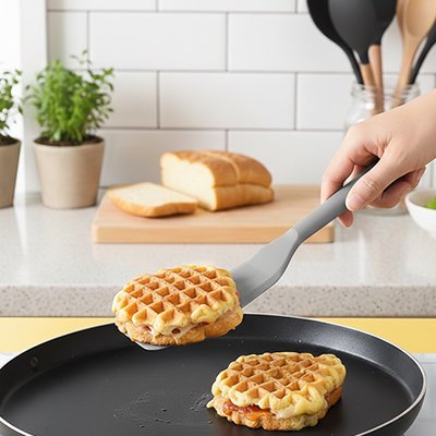  Préparation gaufres avec Spatule en silicone​  grise