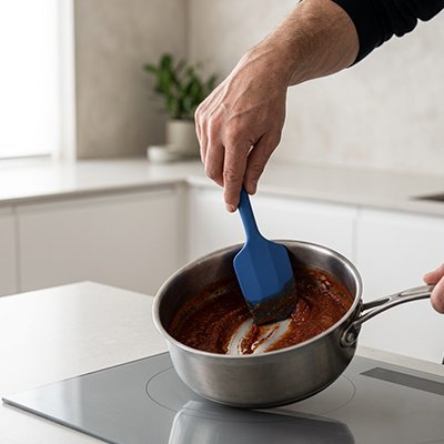  Préparation pâte chocolat avec Spatule Cuisine blue