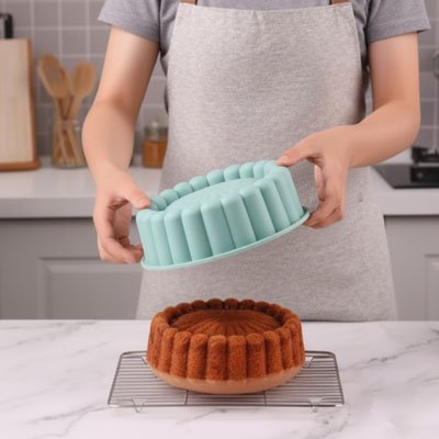  Présentation de gâteau sur grille  cuit avec Moule à gâteau silicone 