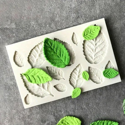Présentation de Moules en silicone​  en forme de feuille couleurs banche et verte