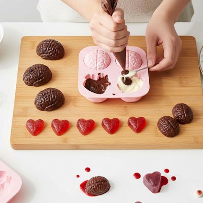 Réaliation  choolat cerveau,gelées coeur  avec Moules en silicone 