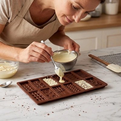  Remplissage de Moules en silicone avec préparation pour gâteau
