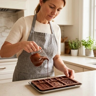 Remplissage Moule tablette chocolat de préparation 