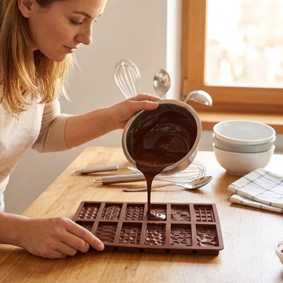  Remplissage Moules en silicone ave chocolat