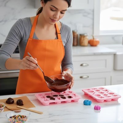 Remplissage pâte chocolat avec Moules en silicone