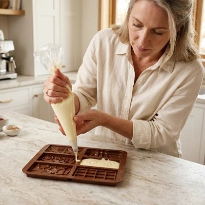 Remplossage Moule tablette chocolat de préparation blanche