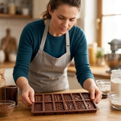 Sorti de four de chocolat fait avec Moules en silicone