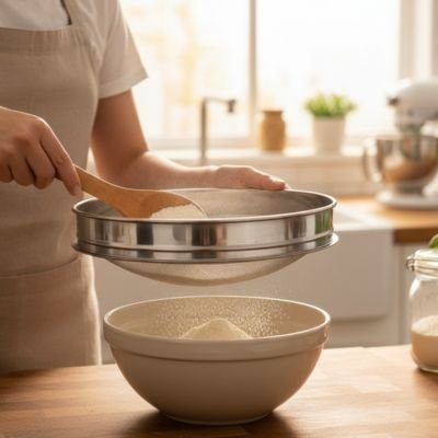 Tamisage de farine avec Tamis 20 cm