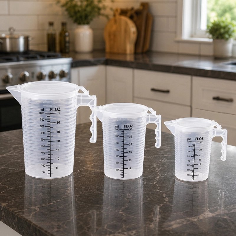 Verre doseur. Trois différentes capacités sur comptoir